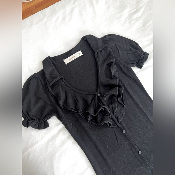 Zara Woman Knit Dress w/ Ruffled V Collar - Picture 4 of 4